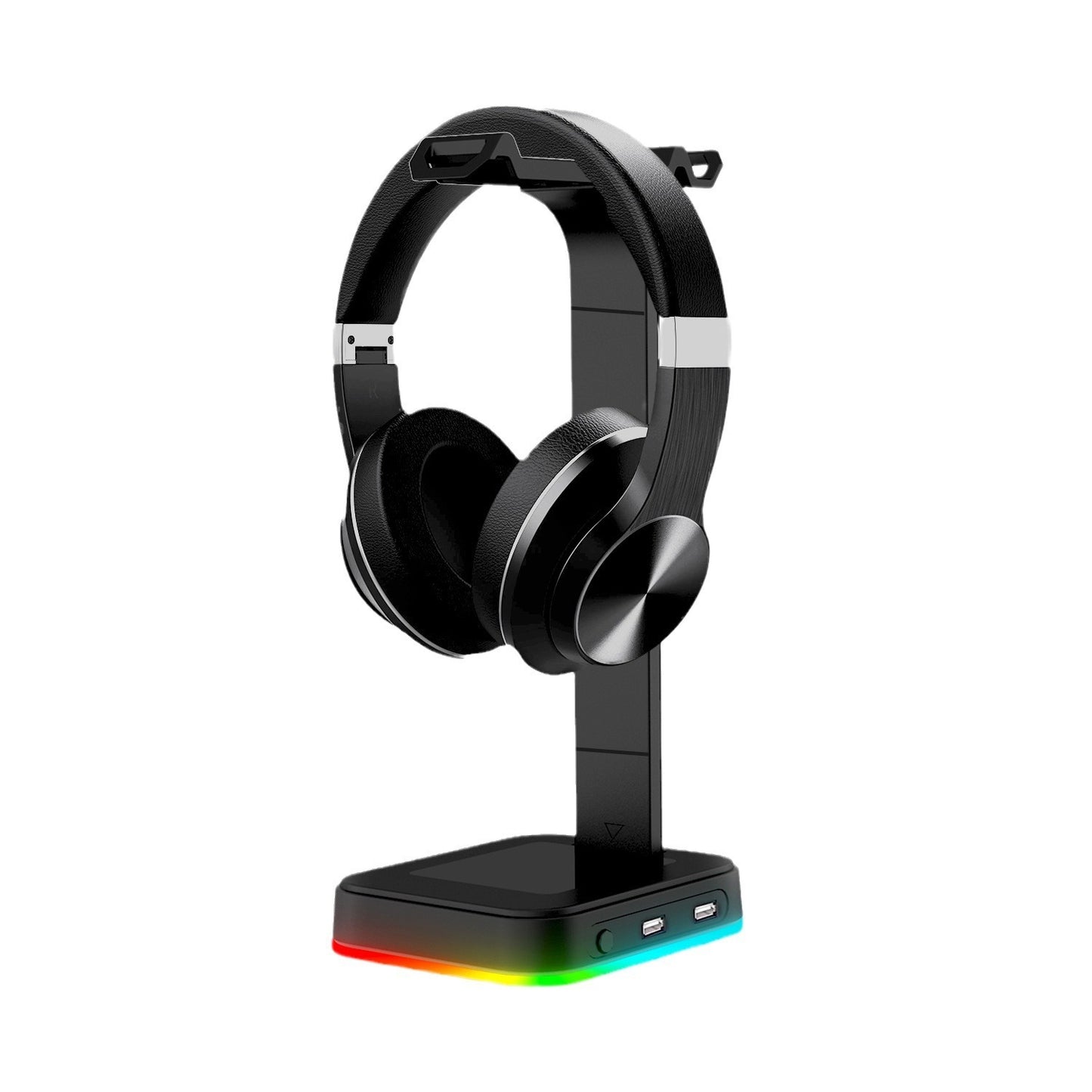 RGB Hörlursstativ – Svart, USB, Ljusväxlande Gamingställ för Headset