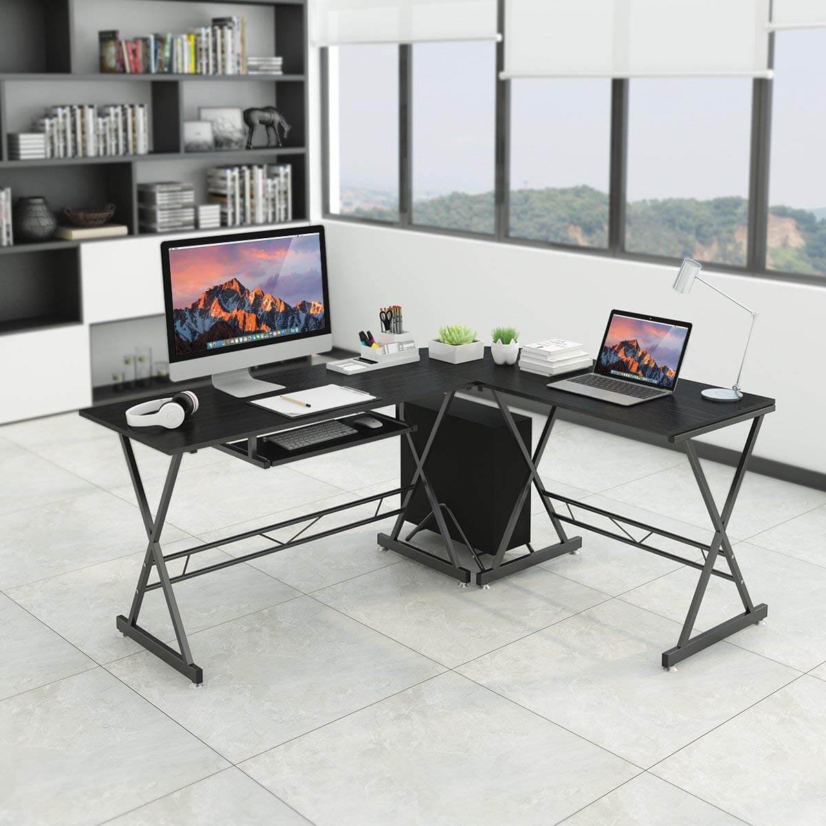 L-shaped desk-black-2